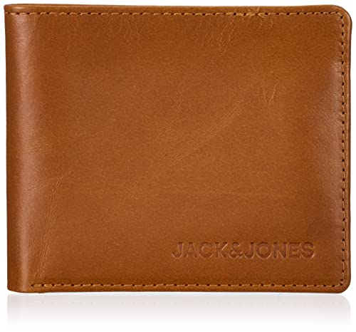 Jack&JONES Men's JACSIDE skórzany portfel na karty, koniak, jeden rozmiar