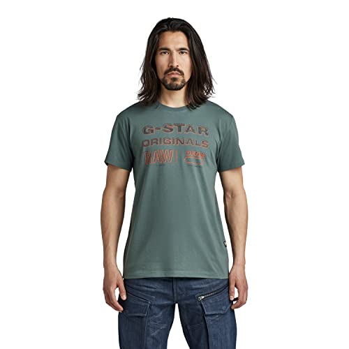 G-STAR RAW T-shirt męski Originals Stamp, Zielony (Grey Moss D22378-336-4752), M