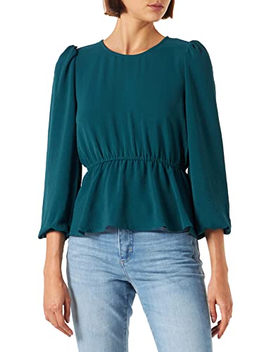 ONLY Petite Women's Onlmette DAR L/S O-Neck WVN FN Petit Top, Deep Teal, XXL, Deep Teal, XXL
