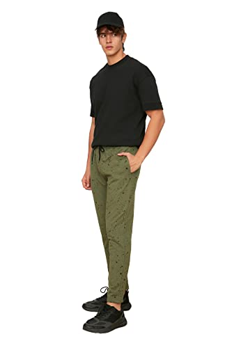 Trendyol Khaki Mężczyźni Regular Fit Printed Tracksuit spodnie męskie, Khaki, S