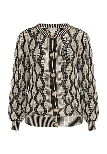 aleva Damski kardigan 10425116-AL04, wełniany biały czarny, XS/S, wełniany biały czarny, XS-S