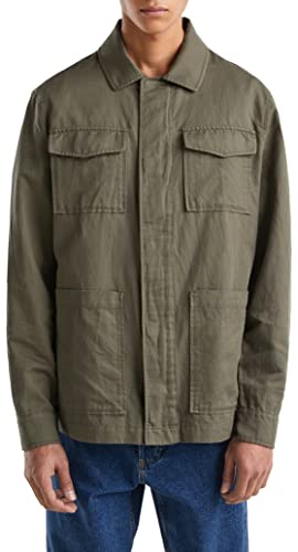 United Colors of Benetton Kurtka męska 293zuw00 g, lekka kurtka bawełniana, wojskowa zieleń 1Z9, XXL, zielony wojskowy 1Z9, XXL