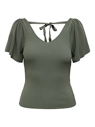 ONLY Damski sweter ONLLEELO S/S Back KNT NOOS, zielony Balsam Green, XXS, Balsam Green, XXS