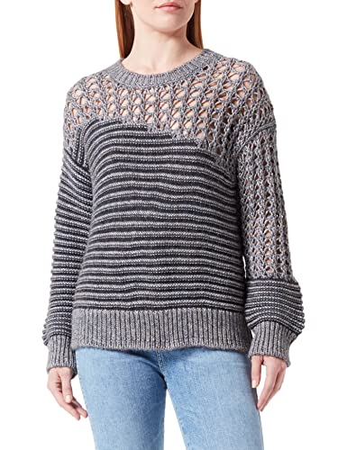 Sisley Damski sweter L/S 118UM101J, wielokolorowy, fioletowy i biały 7V7, M