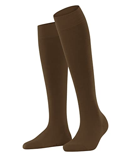 FALKE Damskie skarpety do kolan Softmerino - mieszanka wełny merynosów i bawełny, wiele kolorów, rozmiary 35-42, 1 para - długie, ciepłe, idealne do noszenia z kozakami, Brązowy (Tawny 5124),