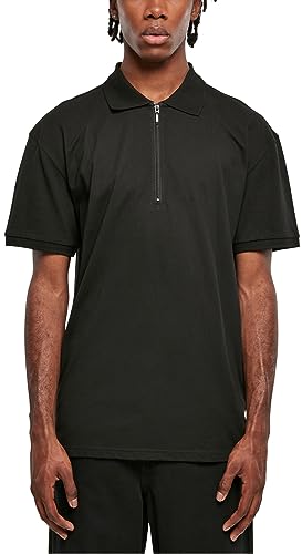 Urban Classics Męska koszulka polo z zamkiem błyskawicznym, czarny, XL