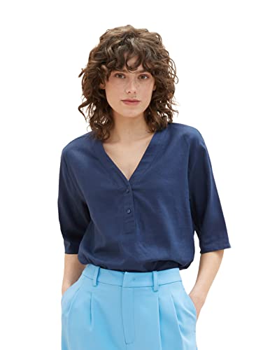 TOM TAILOR Damska bluzka lniana tunica, 11758 - Midnight Sail, 32