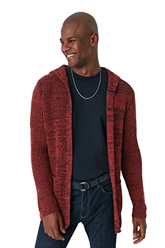 Trendyol Męski męski regularny standardowy sweter z kapturem dzianinowy kardigan, zakurzona róża, XL, Pudrowy róż, XL