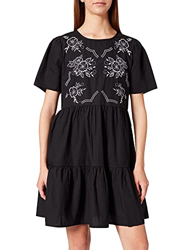 ONLY Damska sukienka Onlkim S/S Dress Wvn, czarny/szczegóły: biały Embrodery, S