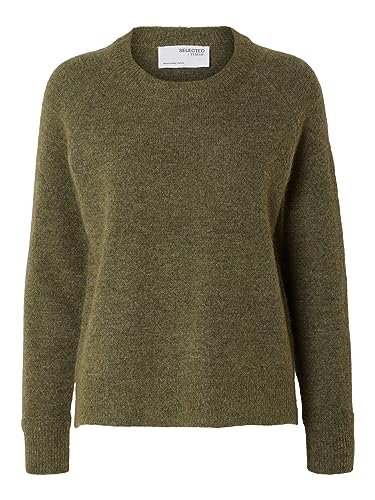 SELECTED FEMME Damski sweter z mieszanki wełny alpaki, zielony (dusky green), L