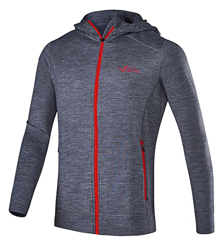 Black Crevice Męska kurtka z kapturem z merynosów, wysokiej jakości kurtka z merynosów, z 70% wełny merynosów i 30% PES, regulująca temperaturę bluza z kapturem z merynosów, sweter z merynosów, bez