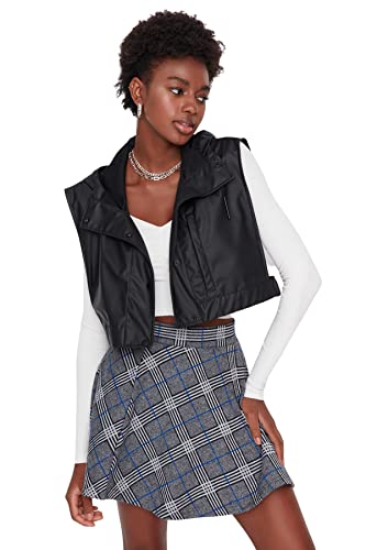 Trendyol Damska mini spódnica z dzianiny typu skater, granatowy, XS