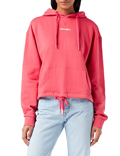 Wrangler Damski sweter z kapturem Drawcord Hoodie, różowy (Hot Pink), S