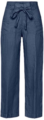 BRAX Damskie spodnie w stylu Maine S skrócone lniane spodnie, indygo, 36W / 30L