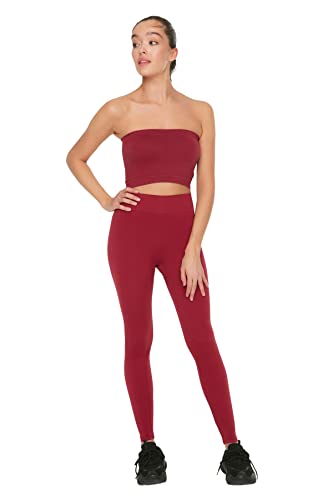 TRENDYOL Damskie spodnie sportowe do jogi, burgundowy, XS