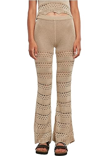 Urban Classics Damskie legginsy z dzianiny typu Flared Crochet Knit Legginsy dla kobiet, dostępne w wielu różnych kolorach, rozmiary XS-5XL, trawa softseagrass, L