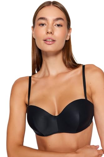 Trendyol Damska bielizna wzmocniona/push-up dzianinowy biustonosz, czarny, 85B, Czarny, B