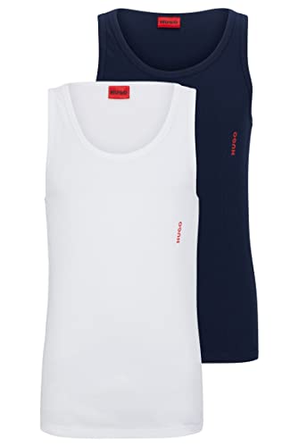 HUGO Męski tank top, dwupak, podkoszulki z rozciągliwej bawełny z logo, Open White122, XXL