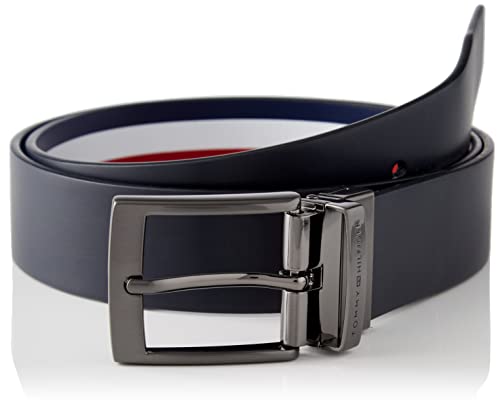 Tommy Hilfiger Pasek męski Adan 3.5 Rev skórzany pasek, Space Blue/Corporate, 80