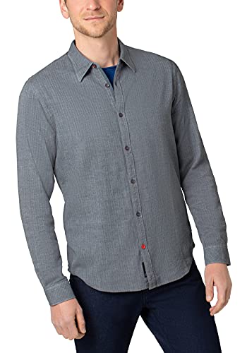 Timezone Męska koszula z mikrowzorem, Grey Black Herringbone, 3XL