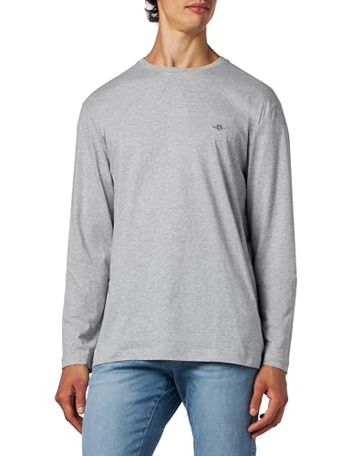 GANT Męski t-shirt REG Shield LS, szary melanż, standardowy, szary melanż, L