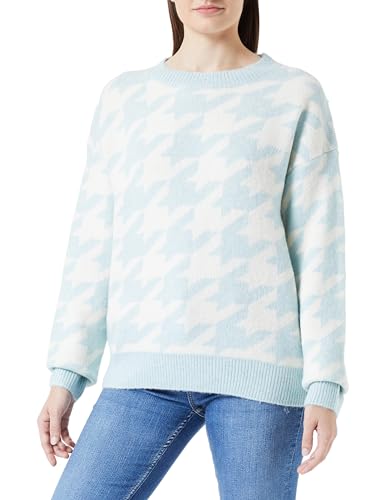 Sookie Damski sweter z dzianiny 12425453-SO01, jasnoniebieski wełniany biały, M/L, Jasnoniebieski, wełniany biały, M-L