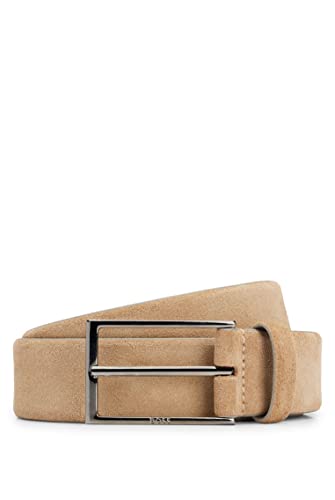 BOSS Męski pasek Calindo Sz35 z brązową klamrą z zamszu, Brązowy, 105