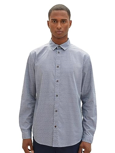 TOM TAILOR koszula męska, 33836 – beżowy niebieski minimalny design, L