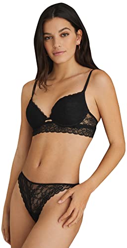 Women'secret Biustonosz Push Up Koronka, dla Kobiet, Czarny, 90C