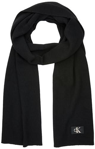 Calvin Klein Męski szalik MONOLOGO Gumowy szalik, czarny, jeden rozmiar, Czarny, Rozmiar uniwersalny