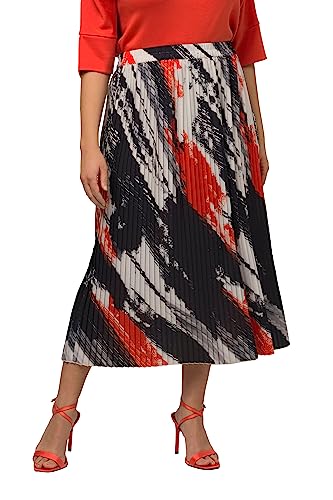 Ulla Popken Damska spódnica plisowana, pociągnięcia pędzla, elastyczny ściągacz spódnica, paprykowy, 42-44 duże rozmiary