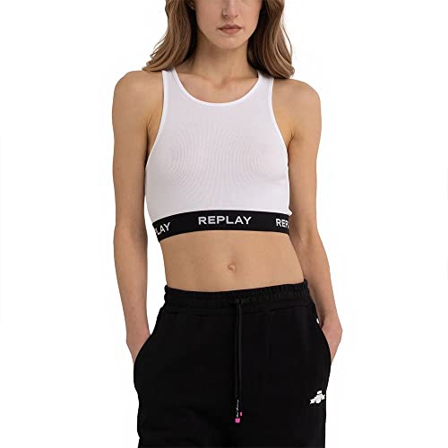 Replay Damska koszulka na ramiączkach W3782, 001 biała, XL, 001 White, XL