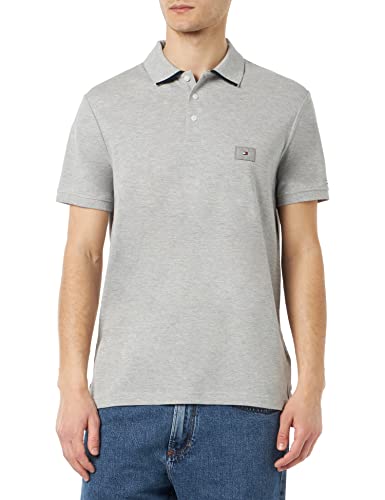 Tommy Hilfiger Męska koszulka polo pod kołnierzem S/S, jasnoszary wrzos, M