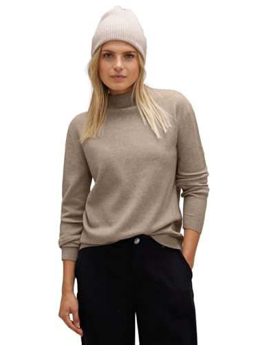 Street One Damski sweter z dzianiny, Bleached Sand Melange, 38