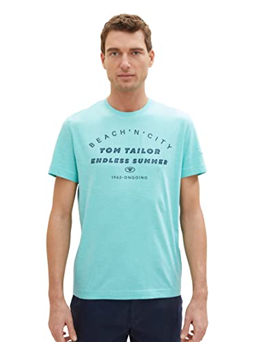 TOM TAILOR Koszulka męska 1036418, 32036-Aqua Streaky Melange, 3XL, 32036 - Aqua Streaky Melange, 3XL