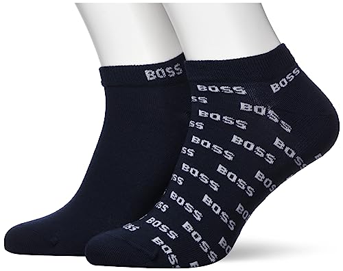 BOSS Męskie skarpety 2P AS Allover CC Ankle Socks, ciemnoniebieskie, 40-46, ciemnoniebieski, 46 EU