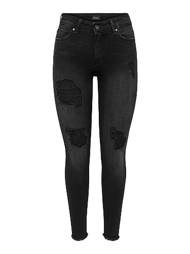 ONLY OnlBlush Mid Raw dżinsy damskie skinny fit, Washed Black, (XS) W / 30L