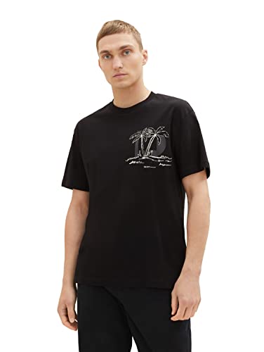 TOM TAILOR Denim Koszulka męska 1036479, 2999, czarna, L, 2999 - Black, L