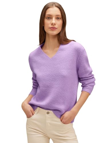 Street One Damski sweter z dzianiny, Soft Pure Lilac Melange, 40