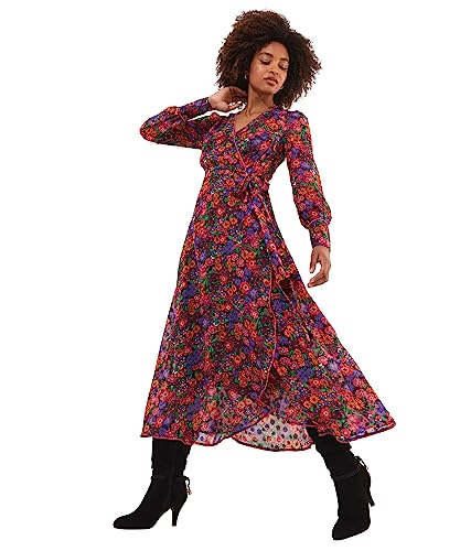 Joe Browns Damska sukienka maxi z kwiatowym rękawem z balonem, wielokolorowa, 8, multi, 34