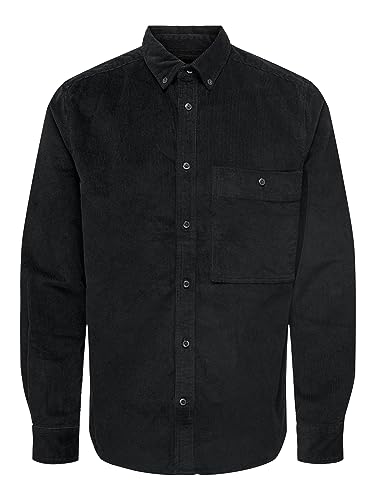ONLY & SONS Męska koszula sztruksowa, czarny, XXL