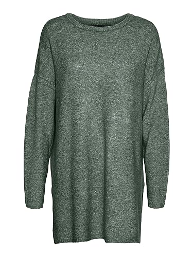 VERO MODA Damski sweter z dzianiny VMPLAZA LS O-Neck Long Blouse GA Boo, Laurel Wreath, XS