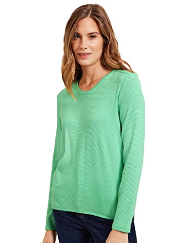 Cecil Damska koszulka B319120 z długim rękawem w paski, Smash Green, XL, Smash Green, XL