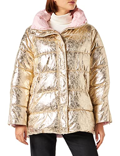 PINKO Damski płaszcz puchowy Brunella 1 Bomber Vintage FOIL alternatywny płaszcz puchowy, H55_ORO TENUE, L