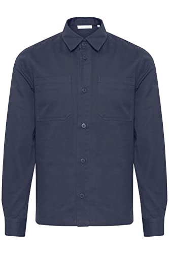 CASUAL FRIDAY Męska koszula Anton Cotton Twill Overshirt, 194013_ciemna granatowa, L, 194013_dark Navy, L