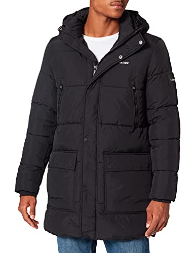 Calvin Klein Męska kurtka nylonowa o długiej długości, Ck czarny, S