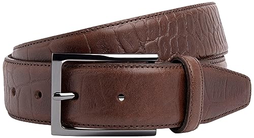Hackett London Męski pasek Croc Emboss, Brązowy (brązowy), 28