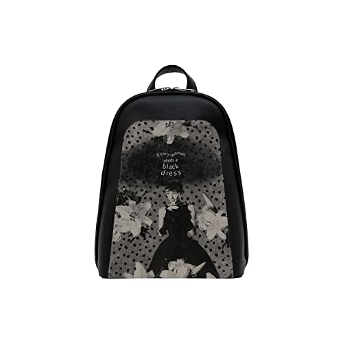 DOGO Wegański plecak damski Tidy Bag – Black Dress, wielokolorowa