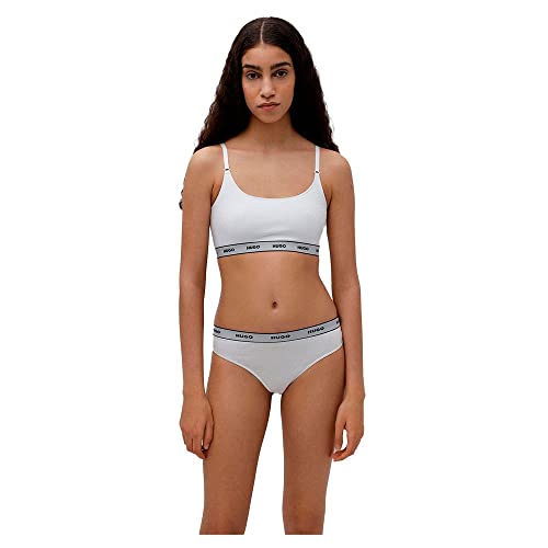 HUGO Damskie stringi Triplet Thong Stripe, trójpak stringów z bawełny streczowej z logo na ściągaczu, White100, XXL