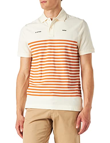 G-STAR RAW Męska koszulka polo z nadrukiem Stripe s, Multicolor (Papyrus/Burned Orange Stripe 5864-d314), S